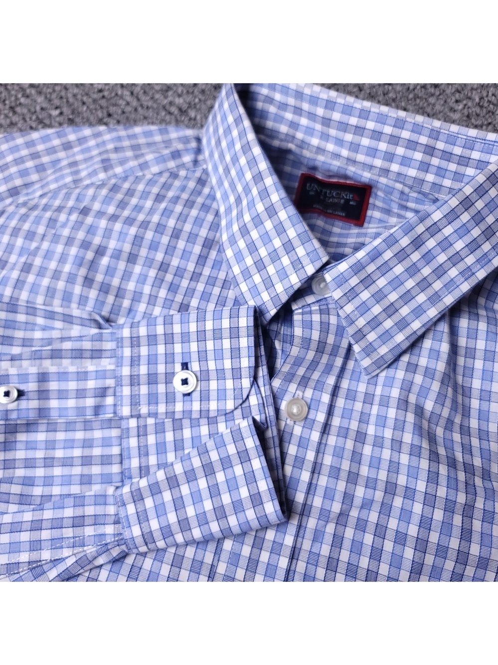 UNTUCKit Durif Shirt Mens XL Blue Plaid Button Long Sleeve Cotton